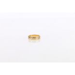 18ct yellow gold band ring by C G and S Birmingham, ring size J, 3.8g