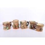 Royal Doulton porcelain jugs including The Pickwick Papers 817035, Peggotty 859004, Old Curiosity