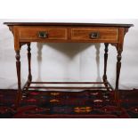 19th century rosewood and boxwood inlaid side table, the spandrels inlaid with parquetry mosaics,