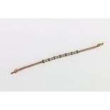 14ct yellow gold sapphire and diamond bracelet stamped 585, 11.8g gross