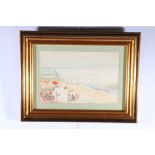 A PEINADO Beach scene Signed watercolour 18cm x 28cm