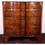 19th century Dutch style walnut chest of drawers with serpentine top above four long graduated