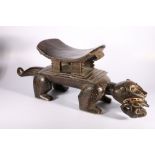 Democratic Republic of Congo, zoomorphic stool, the stool supported by four pillars on the back of a