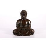 Chinese patinated bronze Amida Buddha, impressed mark to the base, 19.5cm