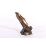 After Brian Elton, a bronzed resin model of a leaping fish, 13cm tall