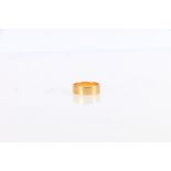 Unhallmarked yellow metal wedding band, likely high carat, size T, 7.7g