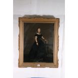 19TH CENTURY SCHOOL, Portrait of a Victorian lady resting on a book, Unsigned oil on canvas, 57cm