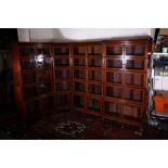 Sheraton style mahogany and inlaid corner stacking bookcase of twenty sections (four individual