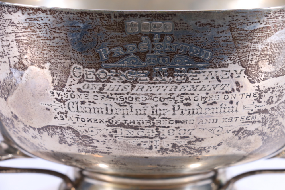 Edward VII silver pedestal tyg prize cup by Cooper Brothers and Son Sheffield 1907, 22cm diameter, - Image 2 of 2