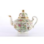 Chinese 19th Century Canton famille rose teapot decorated with birds and flowers, 24.5 cm.