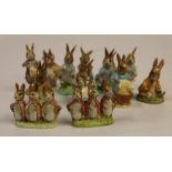 Beatrix Potter porcelain rabbit models including Beswick Mrs Flopsy Bunny, Cecily Parsley and