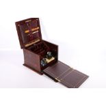 19th century mahogany and inlaid stationary box with fitted interior including envelope rack, pen