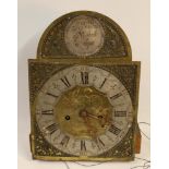 Longcase clock movement, the arched top brass dial with roundel "J Nicolas Micheel a Spa", 38cm x