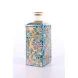 Chinese late 19th Century or early 20th Century tea bottle of square section, the blue ground with