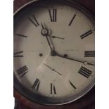 19th century mahogany cased drum head longcase Grandfather clock, the dial with two subsidiary dials