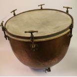 Large Hawkes and Co of London copper kettle drum, 63cm diameter