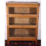 Oak Globe Wernicke stacking bookcase of three sections, 120cm tall, 86cm wide