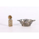 Victorian silver scent bottle holder by Sampson Mordan and Co London 1883 5.5cm 53g and an Art