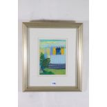 CLAIRE HARRIGAN RSW (Scottish b 1964) Beach House Signed, acrylic, 1990, 22cm x 16cm Provenance: The