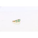 18ct gold diamond and emerald green stone dress ring, size Q, 6g