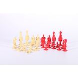 19th Century ivory turned and carved barleycorn style part chess set, the king 8 cm, the ivory