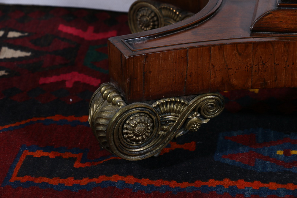 19th century rosewood and coromandel crossbanded fold over games table raised on fielded obelisk - Image 2 of 5