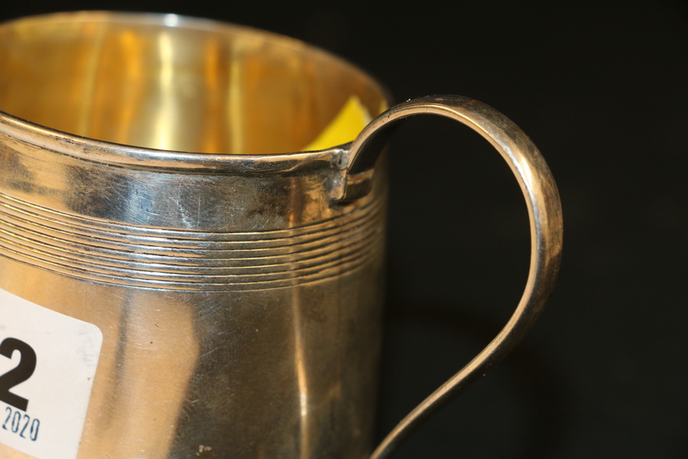 Indian Colonial silver christening mug with two incised bands and gilded interior, possibly by - Image 9 of 9