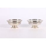 Pair of George V Art Deco period silver bon bon dishes with pierced rims by Brook and Son