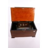 19th century music box with rosewood and inlaid case, 48cm long