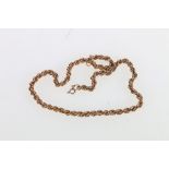 9ct gold rope twist neck chain 47cm long, 16.4g