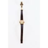 18ct gold cased Dreyfuss and Co of Switzerland wristwatch, series 1890 no 46, with brown leather
