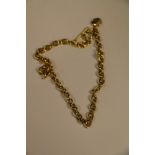 9ct hollow gold ring link chain, 45cm long, 15.2g