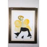 PAT DOUTHWAITE (Scottish 1939-2002) Dancing Yellow Signed and dated ‘94, watercolour, 75cm x 55cm
