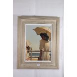 JACK VETTRIANO OBE Hon LLD (Scottish b 1951) Girl on Promenade (Named as Woman with a Parasol in
