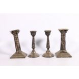 Pair of Victorian silver Corinthian column candlesticks by Thomas Hayes Birmingham 1900, 16cm tall