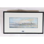 GORDON WILSON, Evening On The Tweed, Signed and dated 1965 watercolour, 9.5cm x 27.5cm