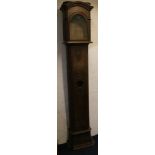 Antique French oak longcase Grandfather clock case with applied devices of musical instruments