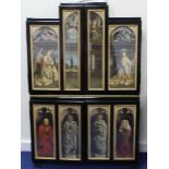 The Ghent Altarpiece.  A fine 19th century chromolithographic tryptch after Jan and Hubert Van Eyck,