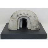 LORNA GRAVES.Raku pottery sculpture of a primitive "entrance to the underworld".19cm wide on