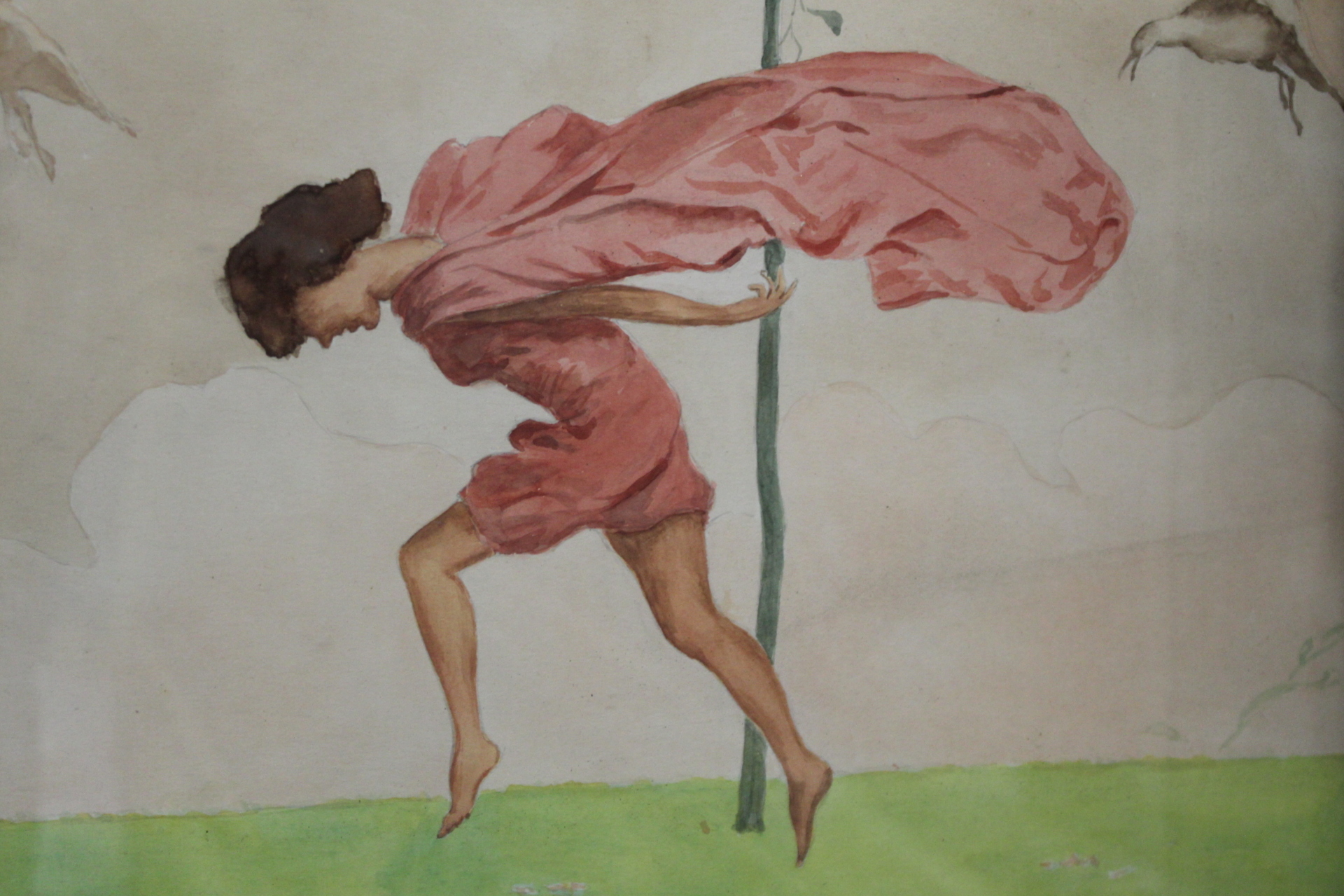 ATTRIB. KEITH HENDERSON (1883 - 1982)Running girl with birds and tree - 1920s book illustration. - Image 5 of 7