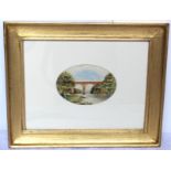 C. B., MANNER OF THOMAS BUSHBY.Wetheral Bridge.Watercolour.9cm x 13cm - oval.Signed with initials,