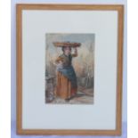 WILLIAM KAY BLACKLOCK.Fisherwoman.Watercolour.25cm x 16.5cm.Signed.