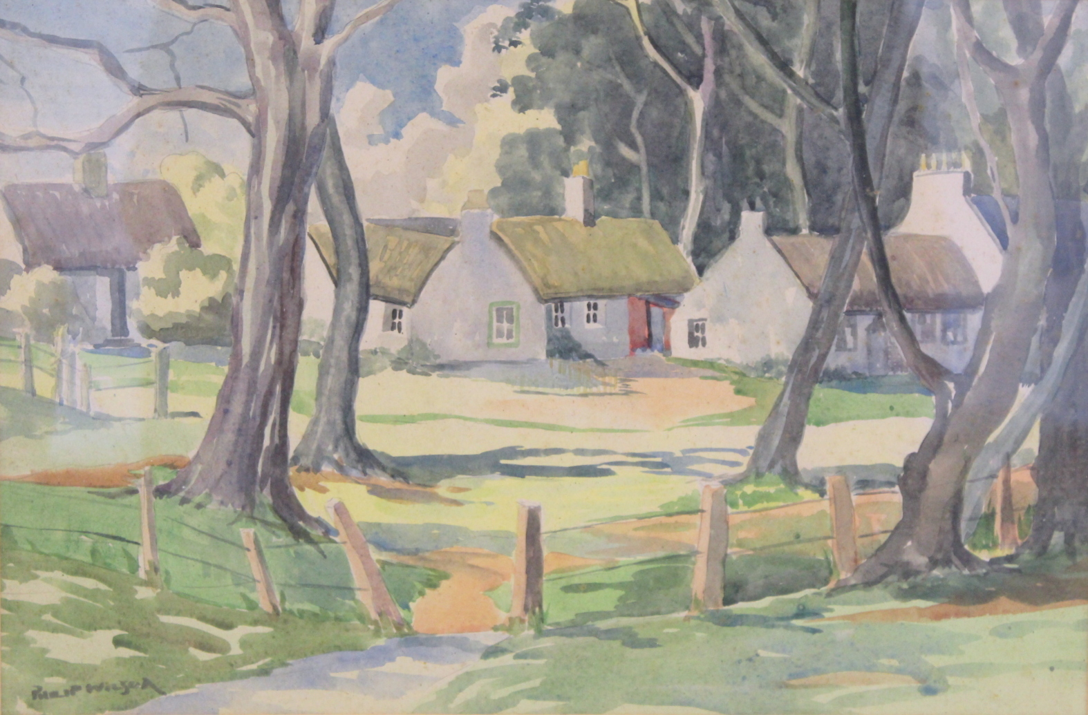 PHILIP WILSON (20TH CENTURY SCOTTISH).Swanston village.Watercolour.33cm x 51cm.Signed, inscribed - Image 2 of 5