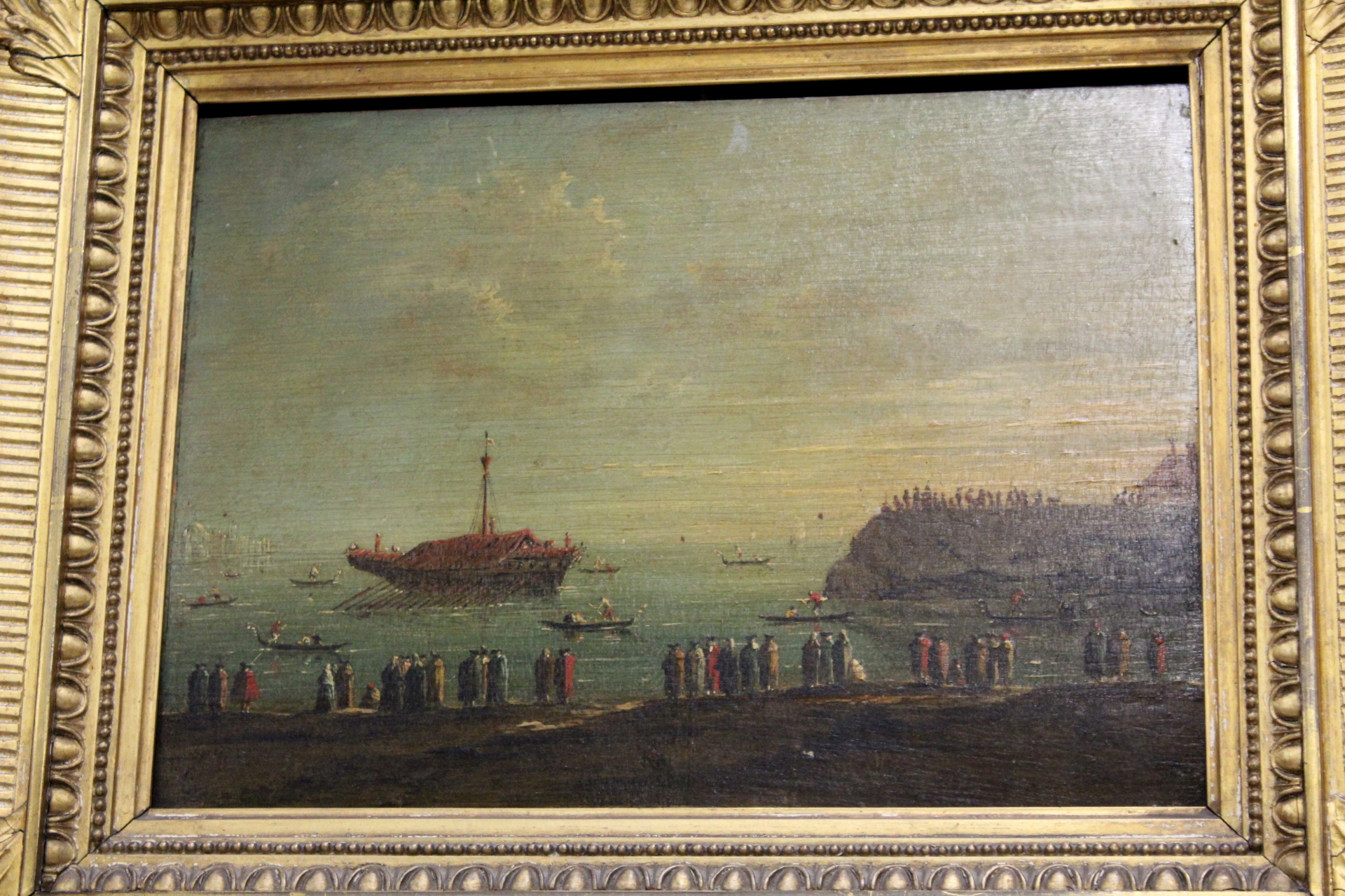 CIRCLE OF GIOVANNI ANTONIO GUARDI.State barge with small boats, figures on the shore and St. Maria - Image 6 of 18