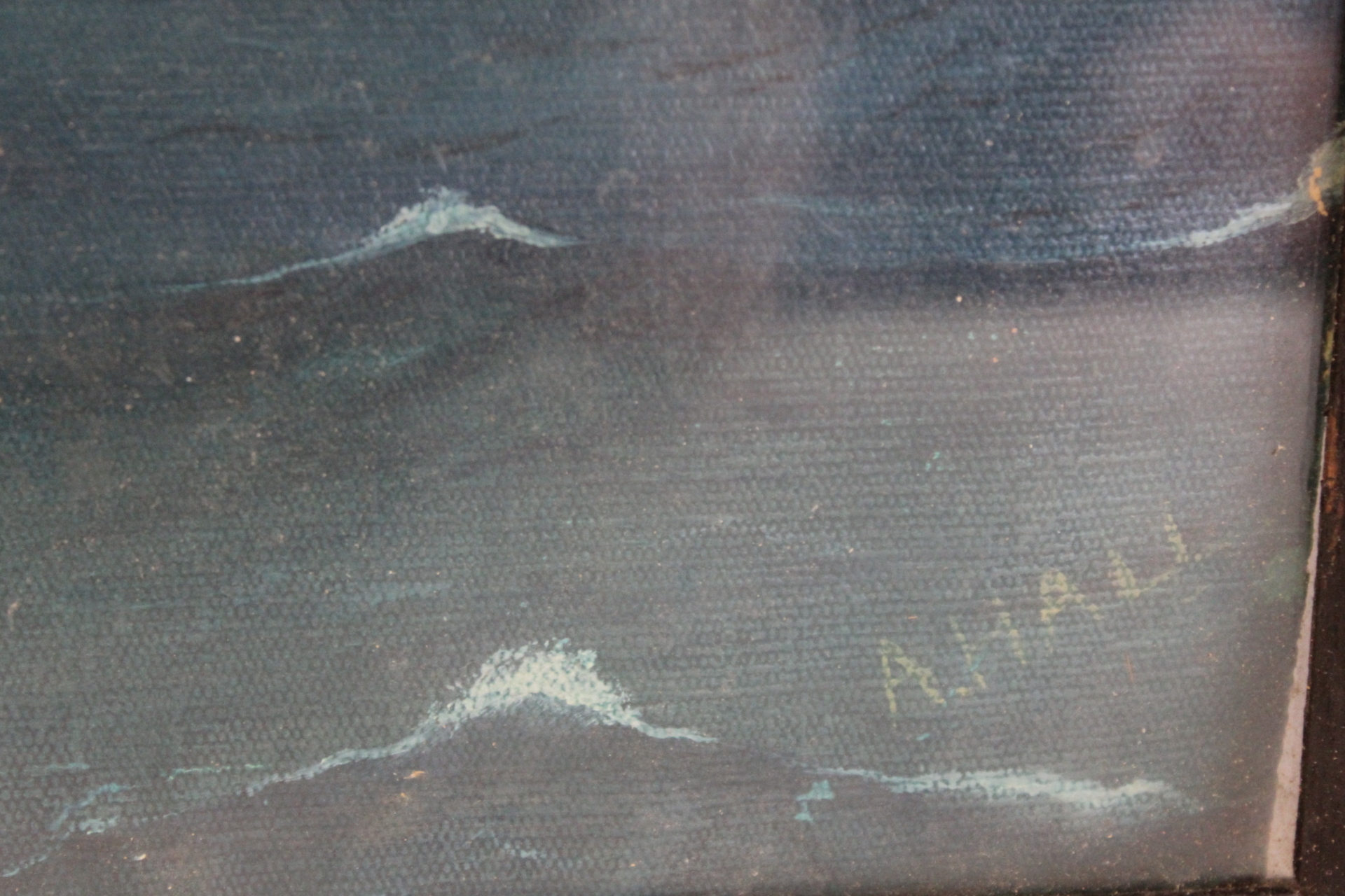 A HALL (2OTH CENTURY NAIVE SCHOOL)."New Comet" - a puffer rounding the Bass Rock.Oil on canvas - Image 2 of 5