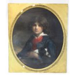 LATE 19TH/EARLY 20TH CENTURY ENGLISH SCHOOL.Portrait of a child with spaniel puppy.Oil on canvas.