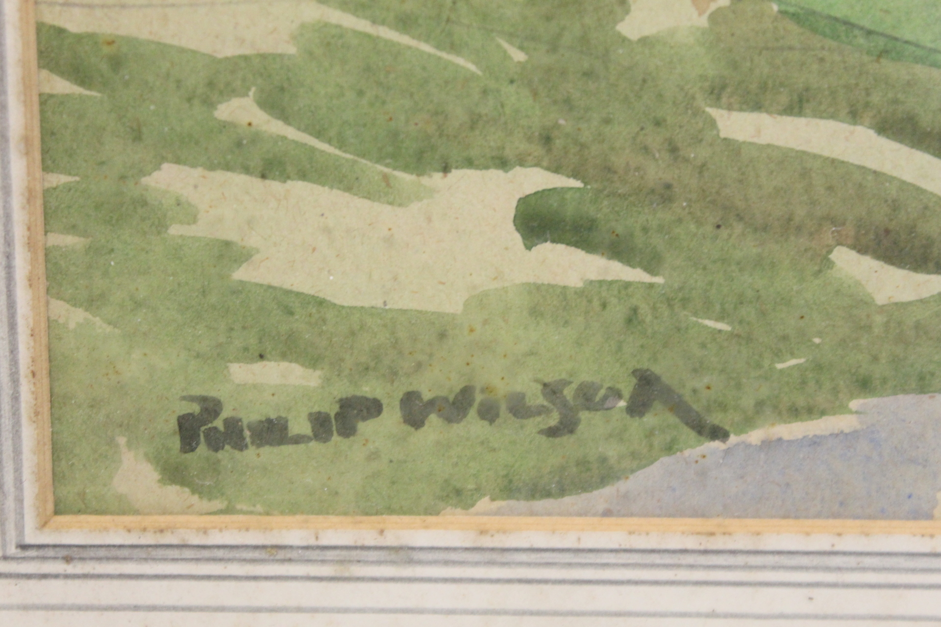 PHILIP WILSON (20TH CENTURY SCOTTISH).Swanston village.Watercolour.33cm x 51cm.Signed, inscribed - Image 3 of 5