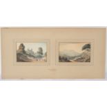 ATTRIB. JOHN VARLEY.Landscapes - two.Watercolours on card.Each 7.5cm x 12cm.     (2).