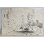 ATTRIBUTED TO WILLIAM JAMES BLACKLOCK.On the Gelt.Black crayon - unmounted.24cm x 36cm.