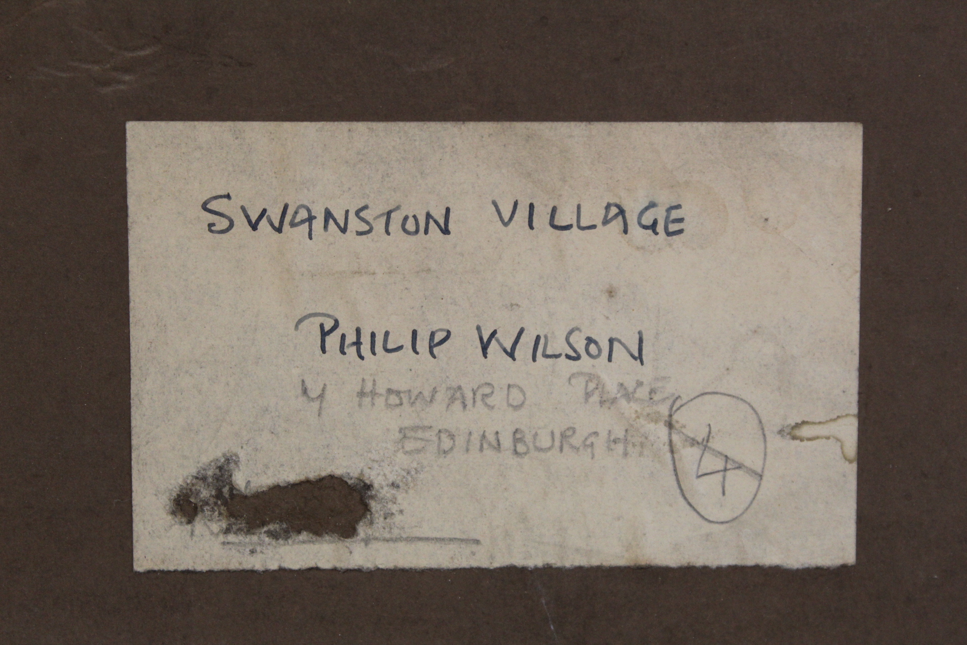 PHILIP WILSON (20TH CENTURY SCOTTISH).Swanston village.Watercolour.33cm x 51cm.Signed, inscribed - Image 5 of 5